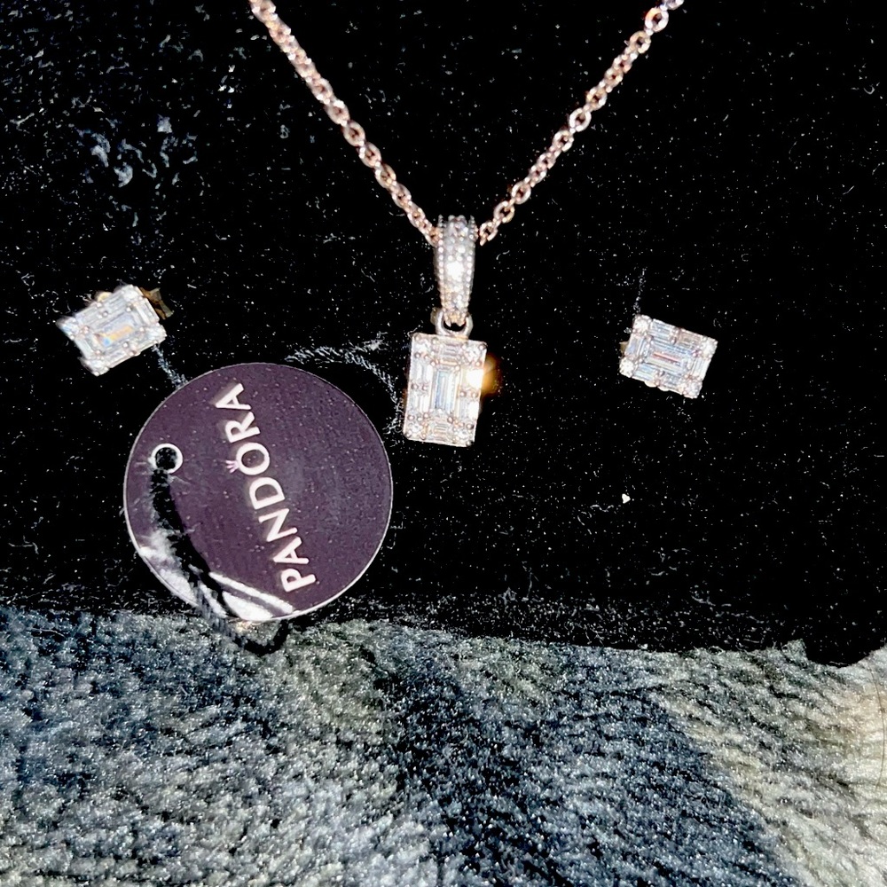 Pandora Necklace and earrings set